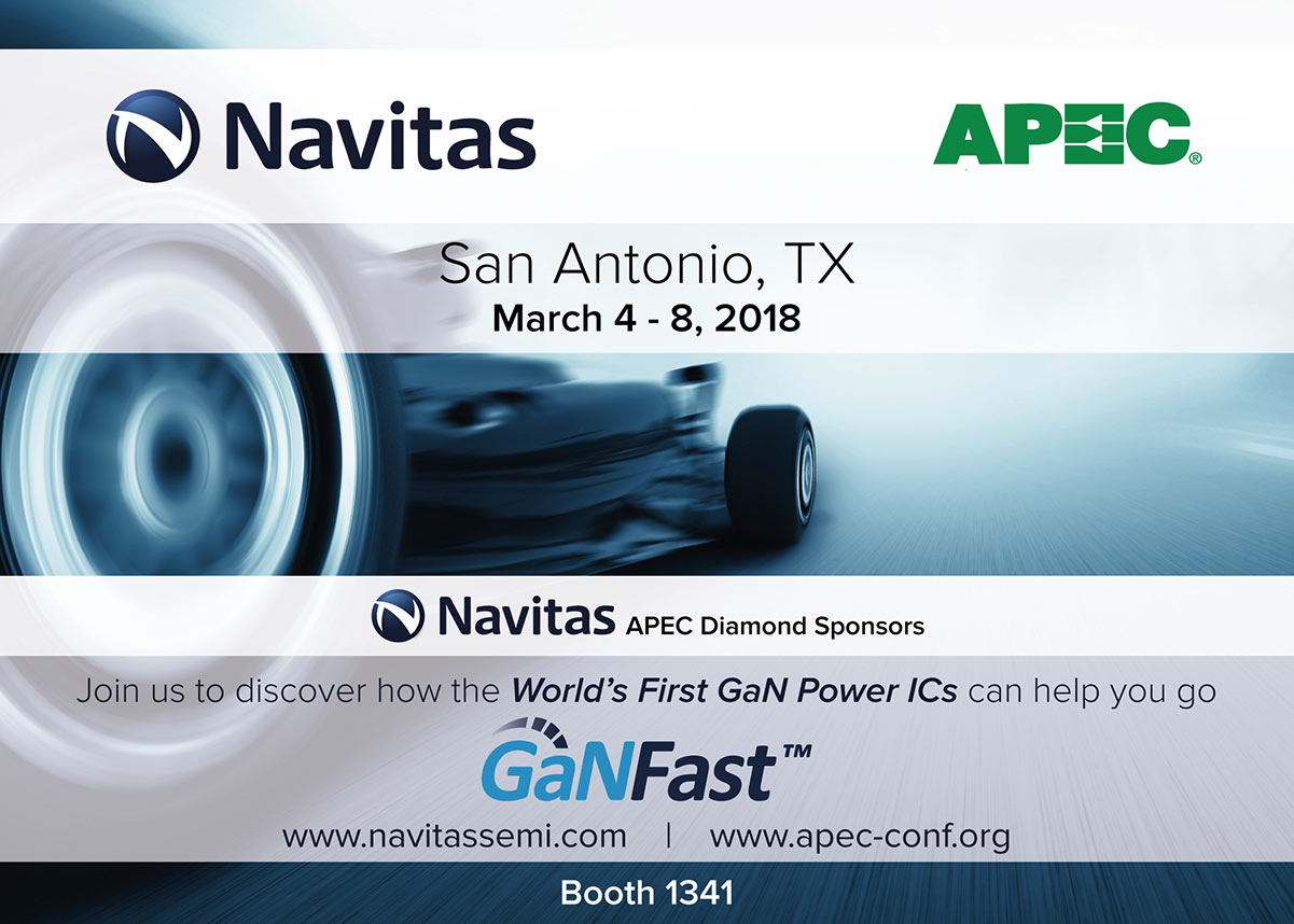 Navitas Showcases GaNFast™ Power ICs at APEC 2018