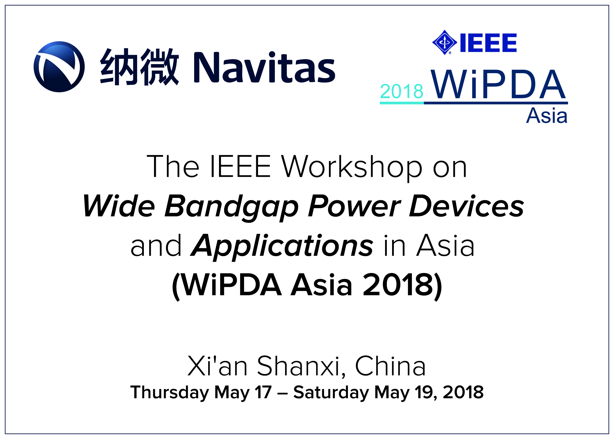 Navitas Co-Founder to Present Keynote at First Ever IEEE WiPDA Asia Conference